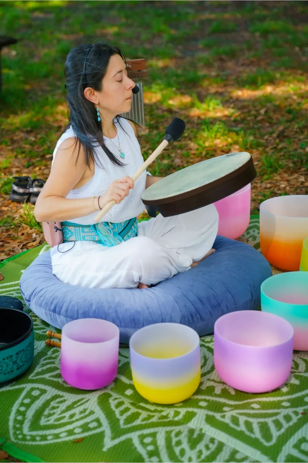 Meditation during a sound bath